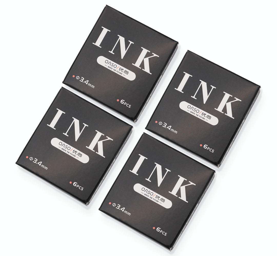 OASO - 24 cartuchos de tinta para pluma estilográfica, cartuchos de recambio para pluma estilográfica, diámetro de orificio de 3,4 mm (negro (tinta normal)
