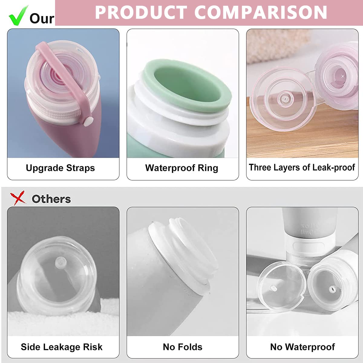 MAYCREATE Silicone Travel Bottles for Toiletries, 3 Pcs 90ML 4