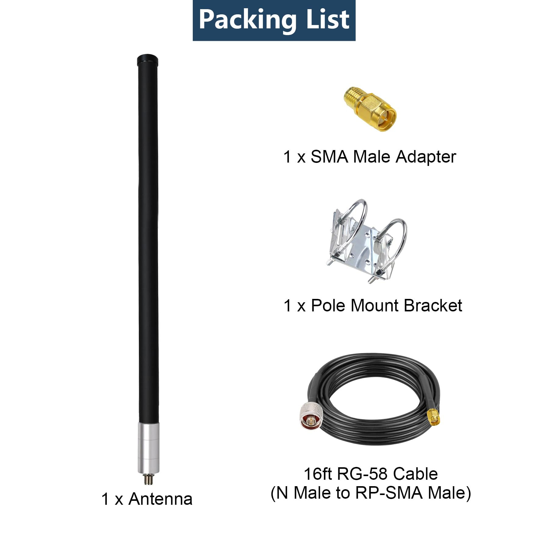 2.4G 5GHz WiFi Omni Antenna Dual Band Outdoor Pole Mount con cavo di prolunga R400 da 4,9 m RP-SMA maschio e adattatore SMA per router Wi Fi Scheda di rete wireless Telecamera IP di sicurezza Monitor