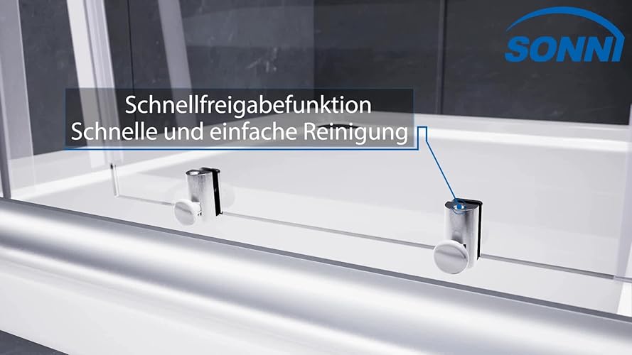 Bild 6 - SONNI Duschkabine 90x90x185cm Eckeinstieg Duschabtrennung Doppel Schiebetür Echtglas Duschtür