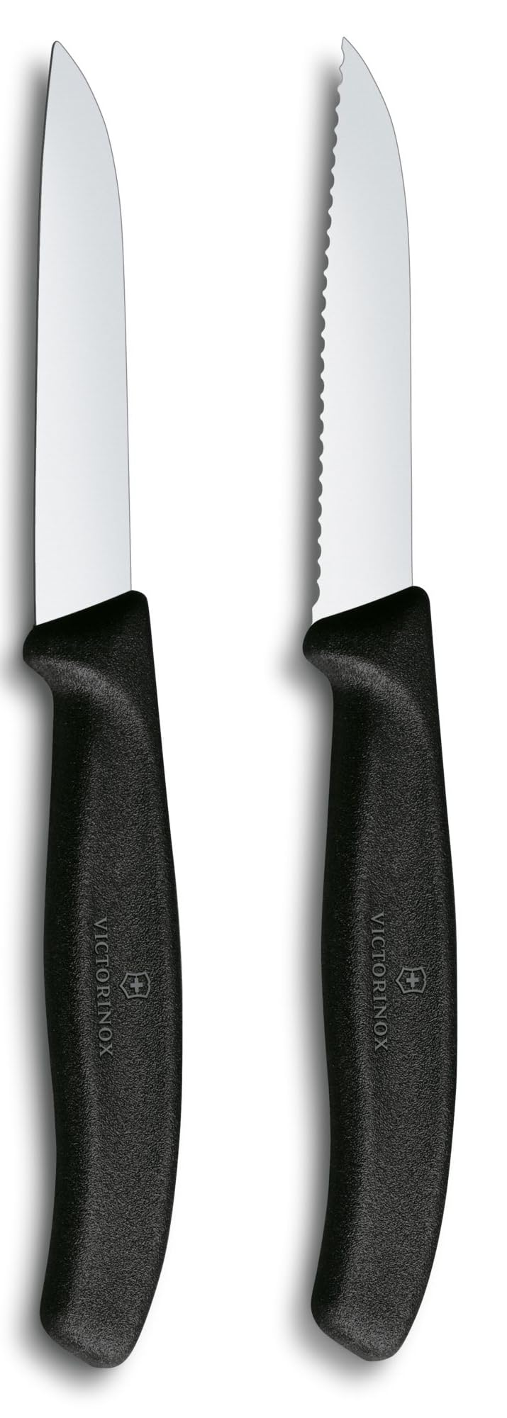 Victorinox Swiss Classic Gemüse- und Schälmesser Set, 2-teilig, Gerade und Wellenschliff, 8 cm, Schwarz