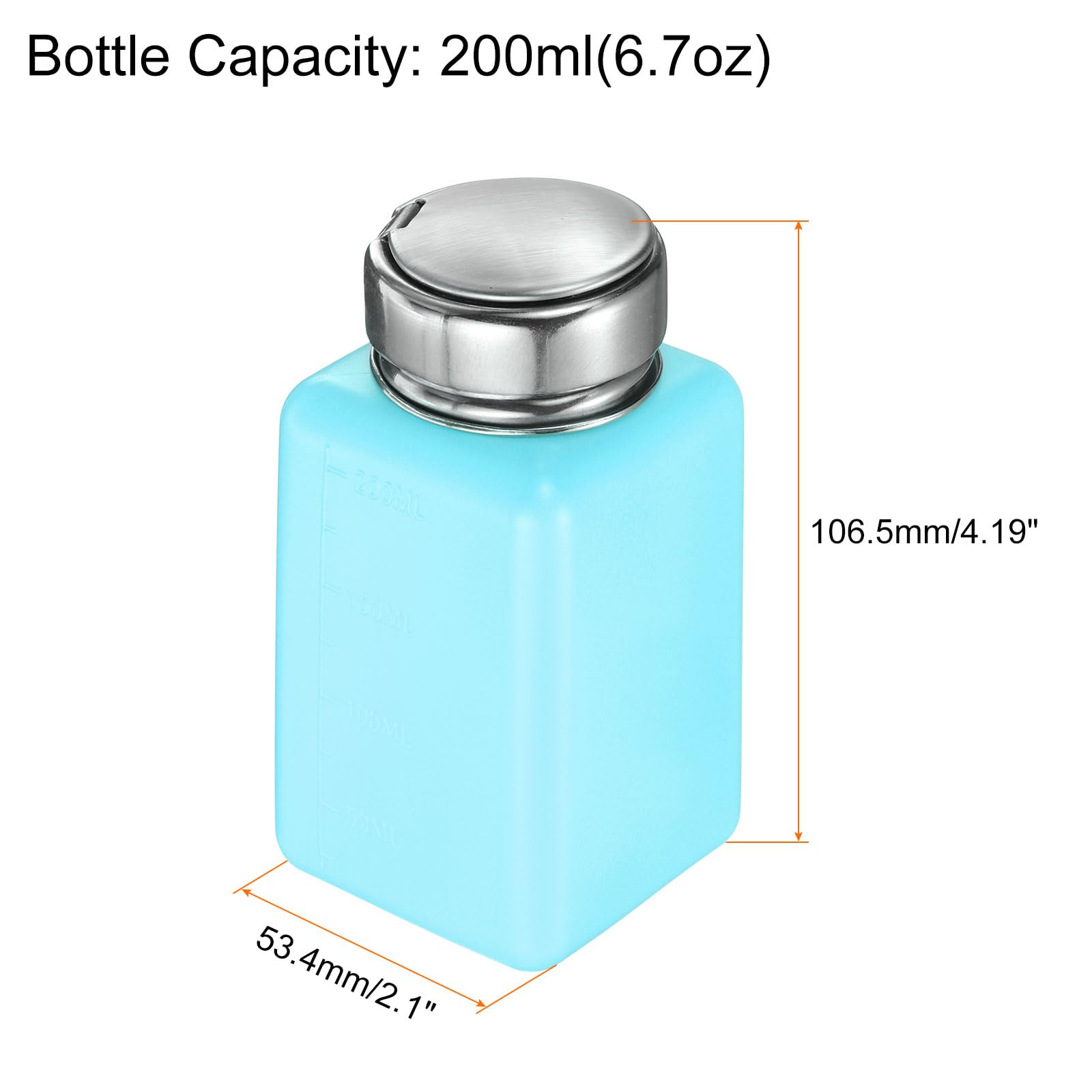 QUARKZMAN 5 Pezzi Dispensatore Di Alcool A Solvente 200ml (6.7oz) Bottiglia Dispensatrice A Pompa Premibile Per Soluzione Acetone Con Testata In Acciaio Inox Per Rimuovere Smalto, Blu
