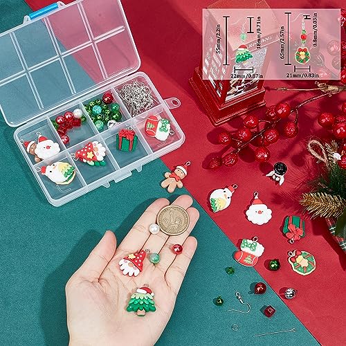 SUNNYCLUE 1 Box DIY 8 works Christmas Charms Resin Xmas Gingerbread Man Charm Earrings Making Starter Kit Santa Claus Bear Flat Back Charm Love Heart Christmas Tree Charms for jewellery Making Kits - Image 3