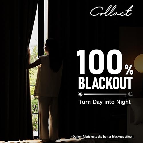 Miniatura 4 de COLLACT Cortinas bohemias 100% opacas para dormitorio, 96 pulgadas de largo, cortinas geométricas negras con aislamiento térmico para sala de estar,