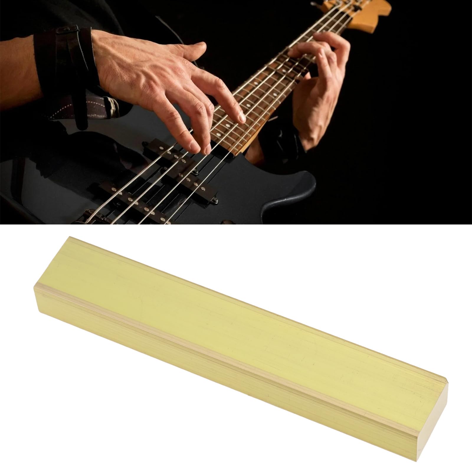 Briny River 2pcs Electric Bass Brass Nut Blank 56x6x10mm for Electric Basses Building Projects - Image 2