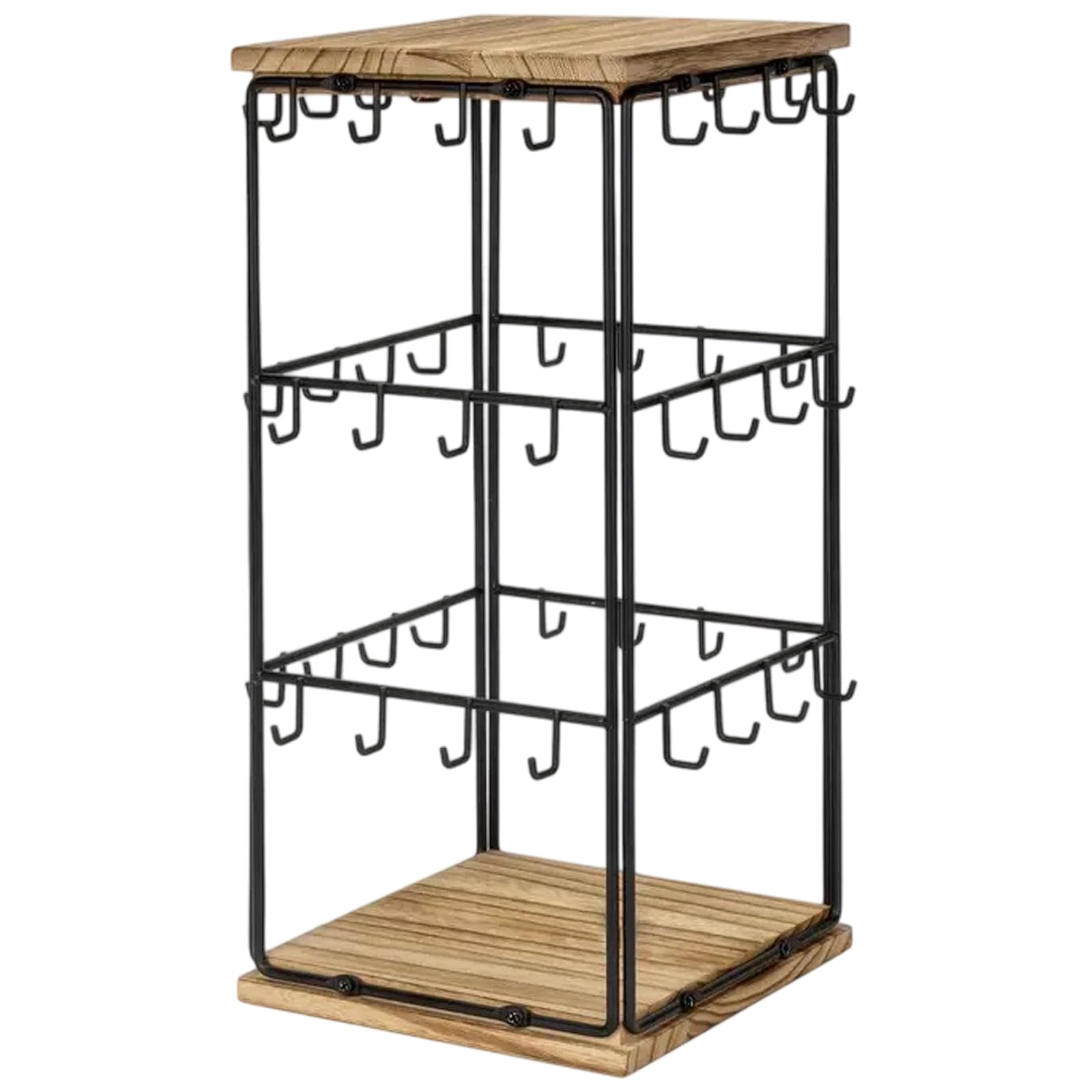Msioytog Earring Display Stand Sturdy Iron Fame Earring Display Stand with Wood Base Organizers for Easy Access Metal Rack
