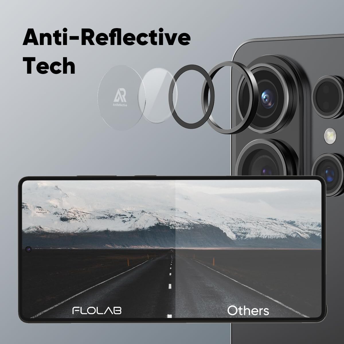 FLOLAB NanoArmour for Samsung Galaxy S26 Ultra Camera Lens Protector Durable, Tempered Glass Camera Cover, Aluminum Lens Cover, Anti Reflective TruColors Crystal Clear, and Easy to Install - Black