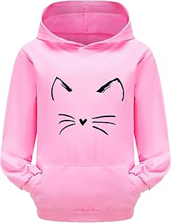 A M S Niños Niño Niña Manga Larga Dibujos Animados Estampados Cálida Sudadera con Capucha Tops Niños Trajes Chándal Camiseta de Manga Larga 140 Niñas