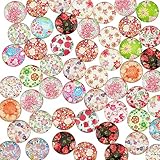 Pandahall 1 Box(about 50pcs) 25mm Mixed Color Printed Half Round/Dome Glass Cabochons for Jewelry Making (Floral)