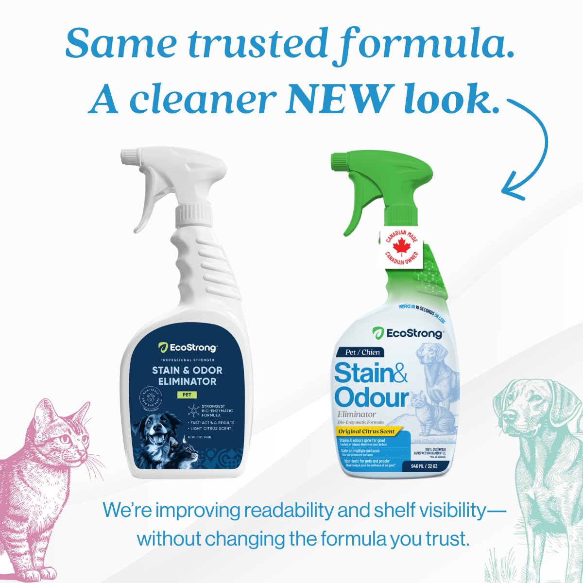 Enzyme Cleaner for Pets | Made in Canada | Pet Odor Eliminator and Powerful Probiotic Enzyme Cleaner for Cat Urine, Dog Pee, Pet Messes [946 mL Citrus Scent] - 2