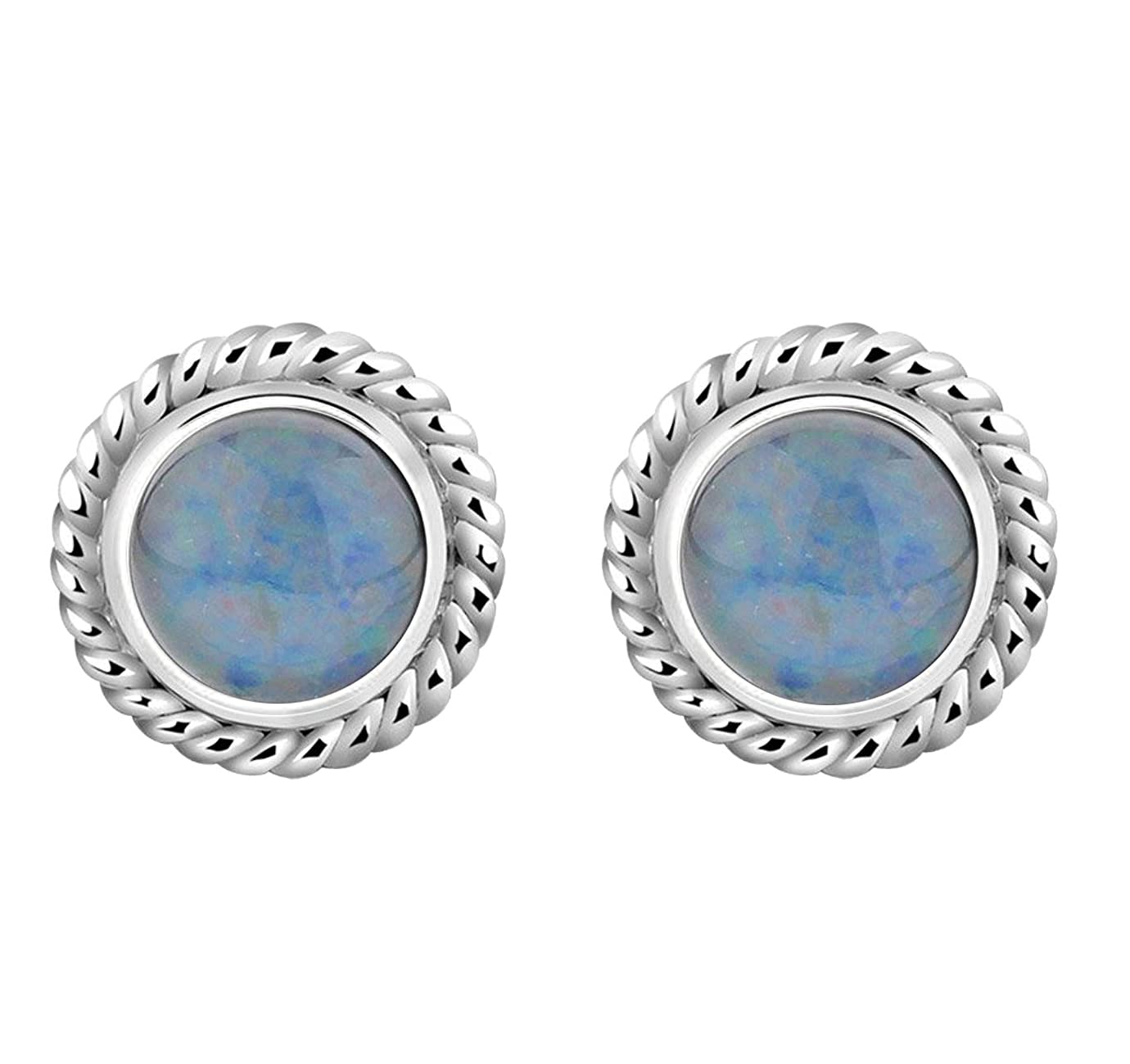 Nenalina Ohrstecker 925 Silber Damen Ohrringe rund mit Geburtsstein Opal