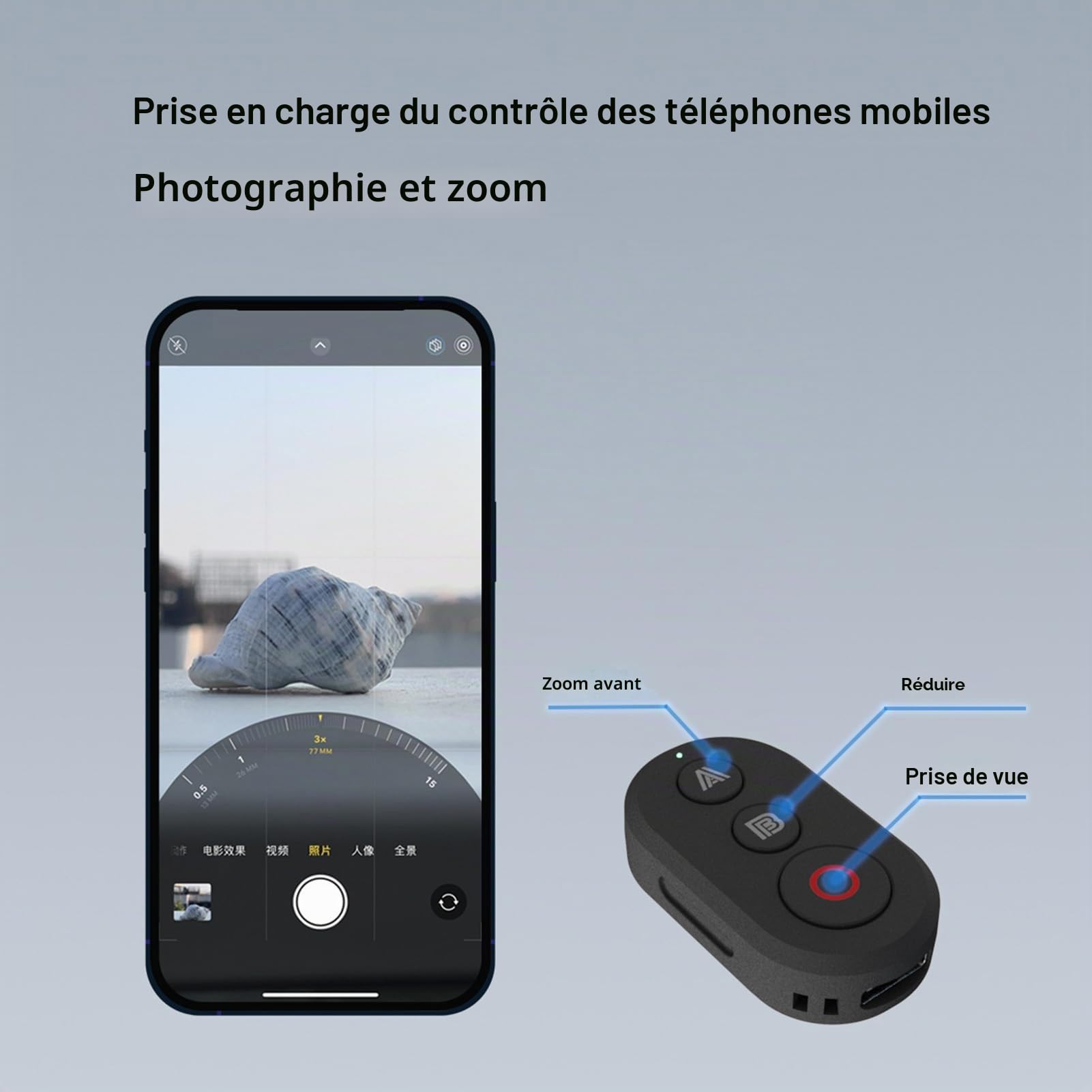 Bluetooth Remote Control pour 360 X2 X3 X4 X5 Go3, pour GP 13 12 11 10 9 8 Caméras d'action de la Série, Gamme de Caméra sans Fil Rechargeable Remote 82ft