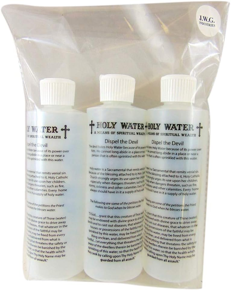 St. Benedict Holy Water Bottle with Dispel the Devil Devotion Set of Three