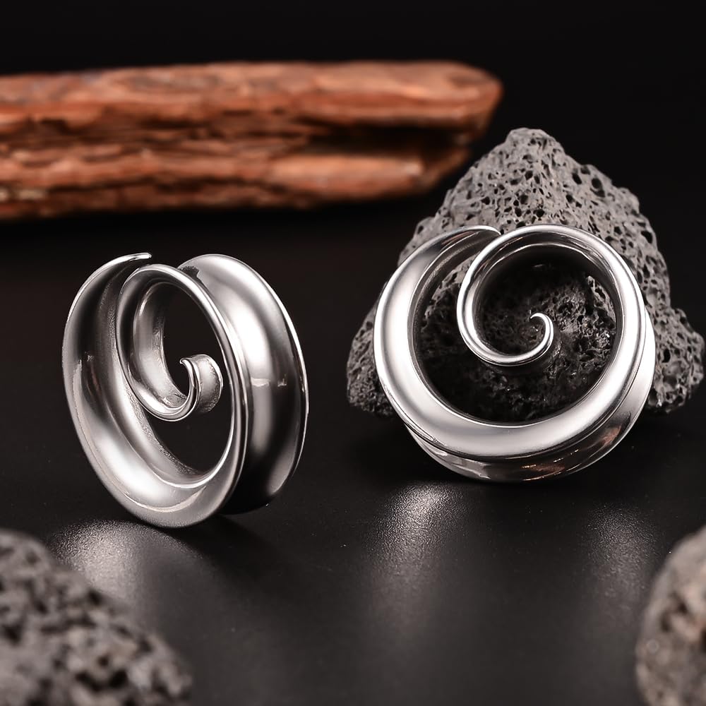Vankula Dilatatori Lobo Sella tunnel dilatatore orecchie in Acciaio inossidabile Spirale lobi piercing espansori Gioielli Uomo Donna 8mm a 25mm