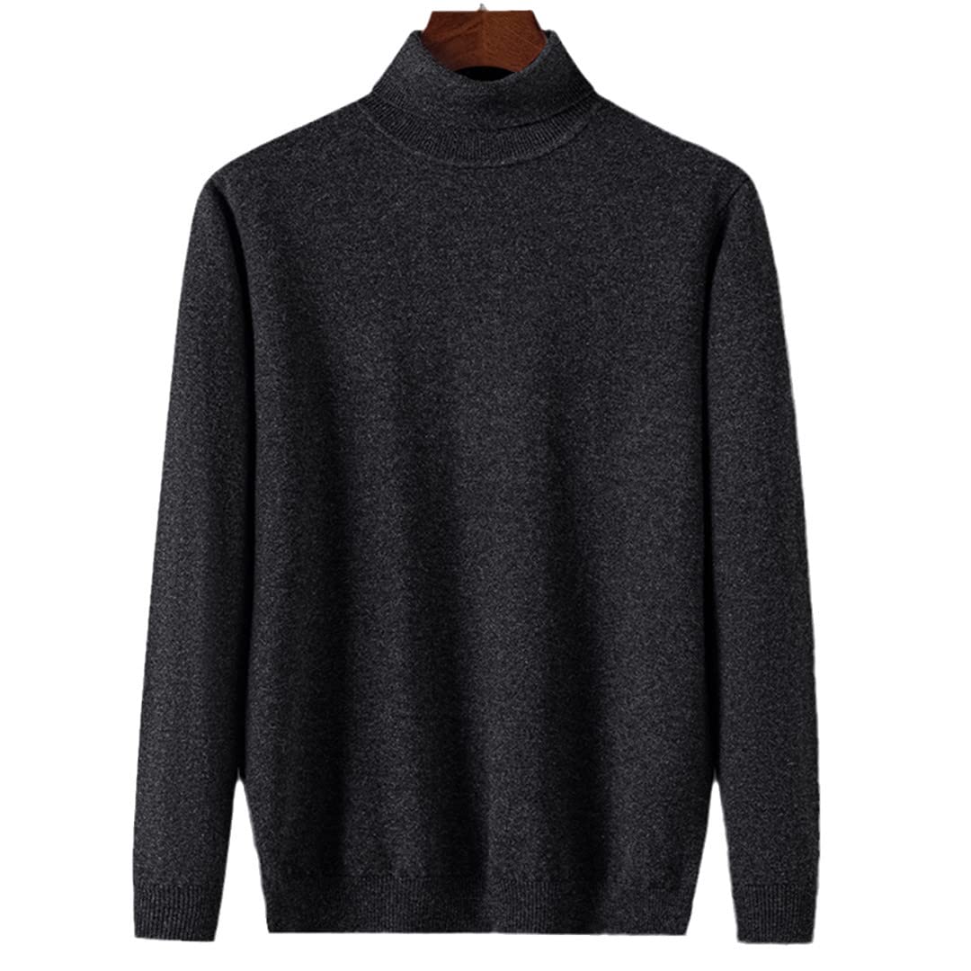 Maglione Dolcevita di Lana Abbigliamento Uomo Autunno Inverno Sottile Spessa Caldo Cashmere Pullover, Grigio scuro, S