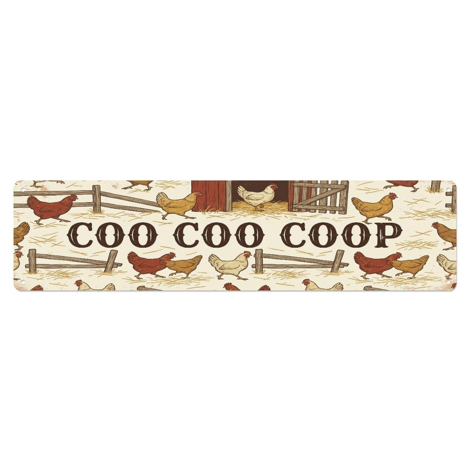 Xanthor Style Metal Tin Sign Vintage Run Coo Hen Farmhouse Funny Hen Backyard Farm