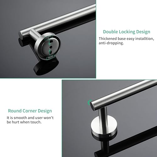 Miniatura 7 de Miyili BS01N4B - Juego de accesorios de baño de 4 piezas, acero inoxidable cepillado, soporte para toallas de 24 pulgadas, soporte para papel