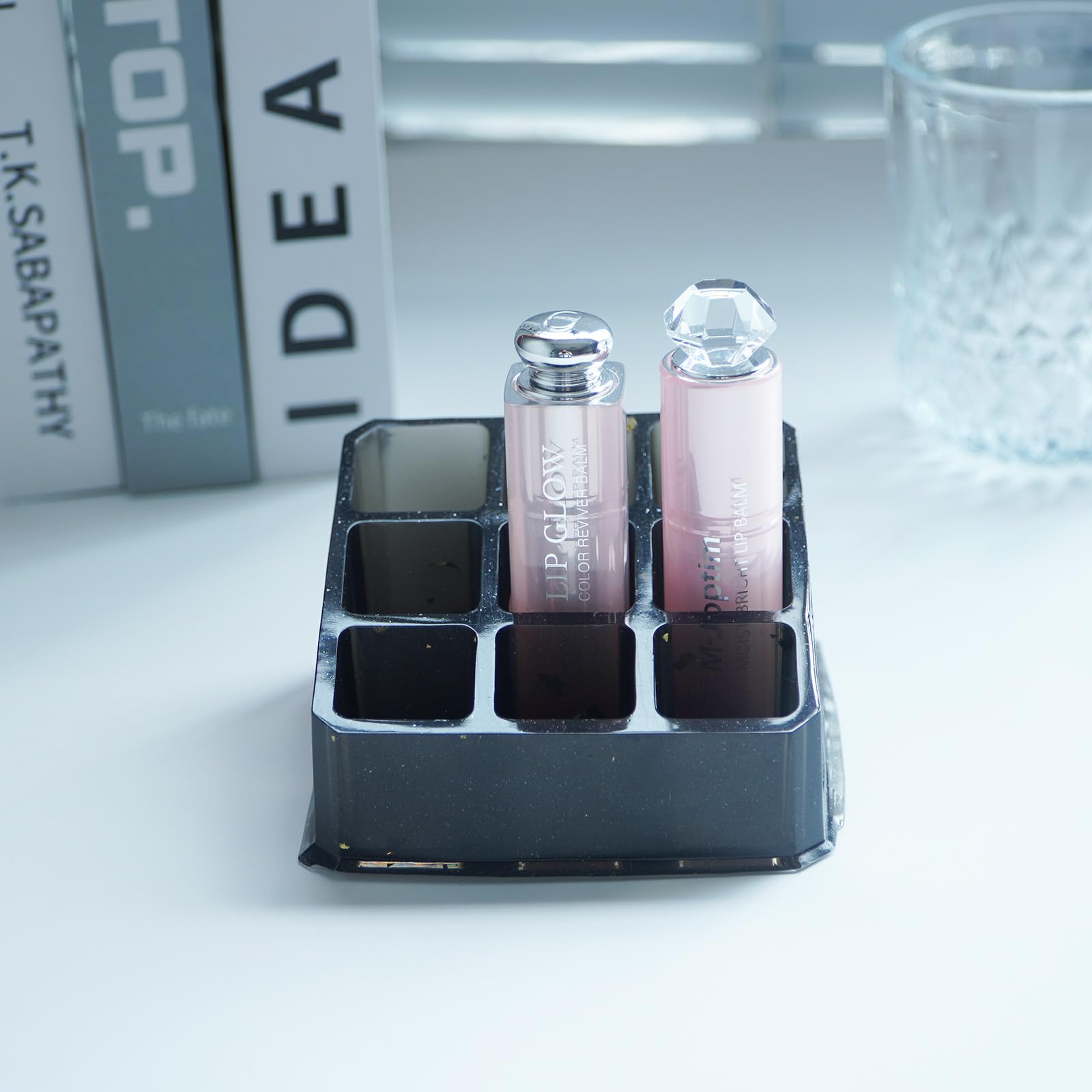 Lippenstift-Halter Lipgloss Organizer 9 Räume Make-up Halter Kosmetik Aufbewahrung Display Für Pinsel Flaschen Stifte Handgefertigte Epoxidharz Küche, Haushalt & Wohnen