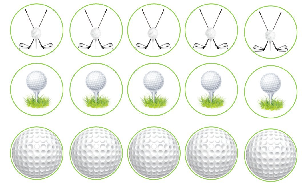 15 x 2 inch cupcake toppers golf edible wafer