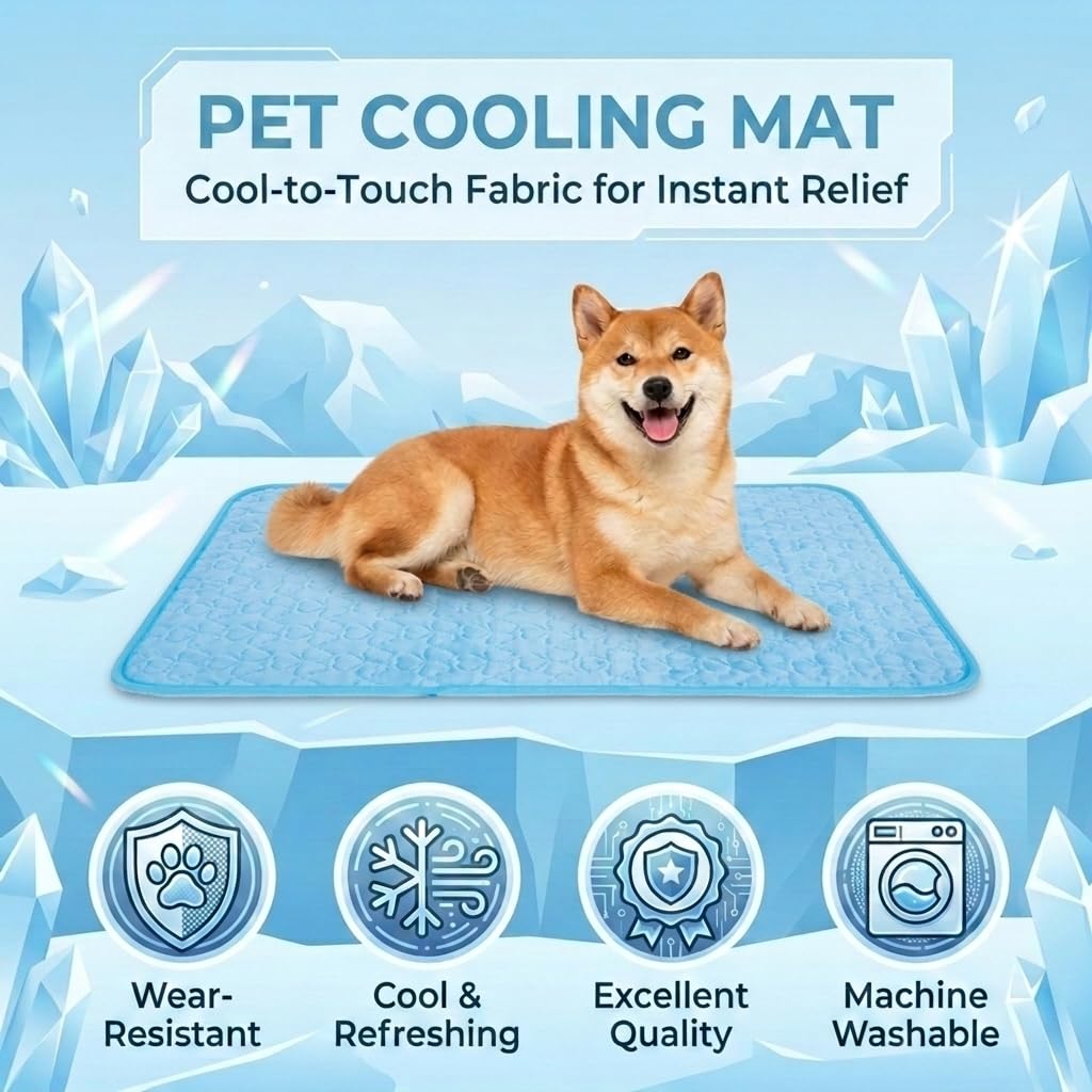 Generisch Kühlmatte für Hunde,Hundematte Sommer Kühlkissen,2026 Neu Kühlkissen für Katzen und Hunde,Waschbar rutschfest Eisseide Kühldecke,für Hundebox Bett Auto Sommer 100 * 150cm (Blau, XXL)