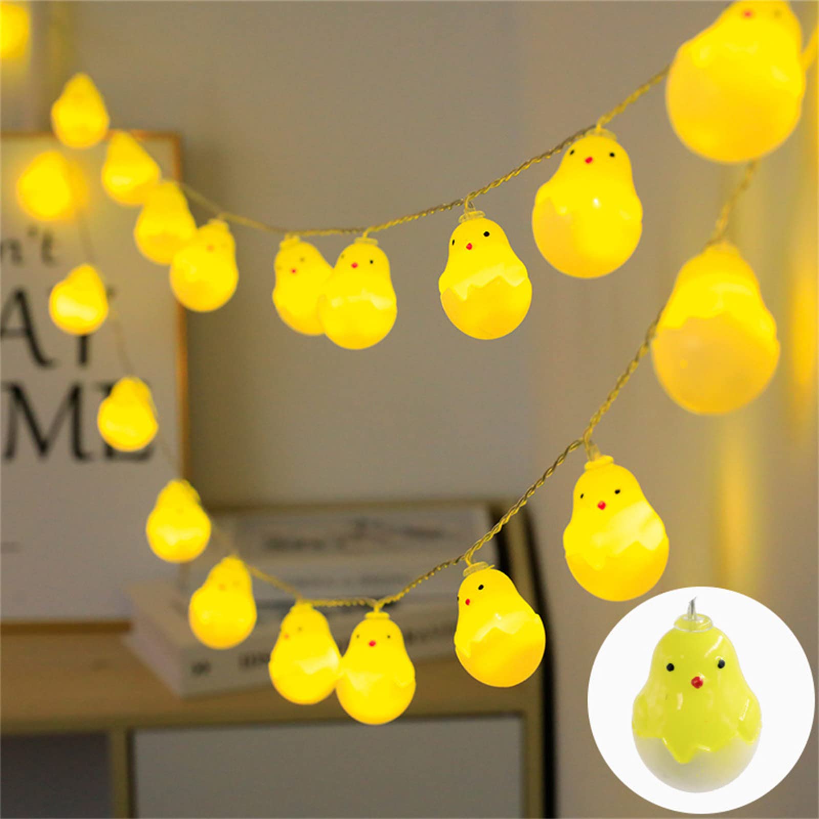 Guirlande Lumineuse Pâques En Forme De Poussins - 3 M, 20 LED, 8 Modes, étanche, Piles AA