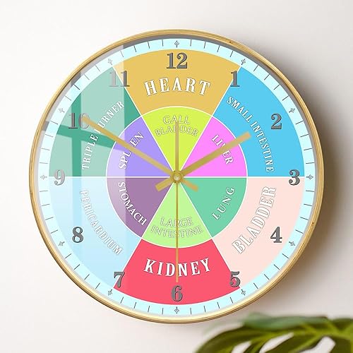 Vista 8 de Reloj de pared de madera con órgano chino de 12 pulgadas, reloj de pared silencioso de cuarzo sin tictac, funciona con pilas, medicina tradicional