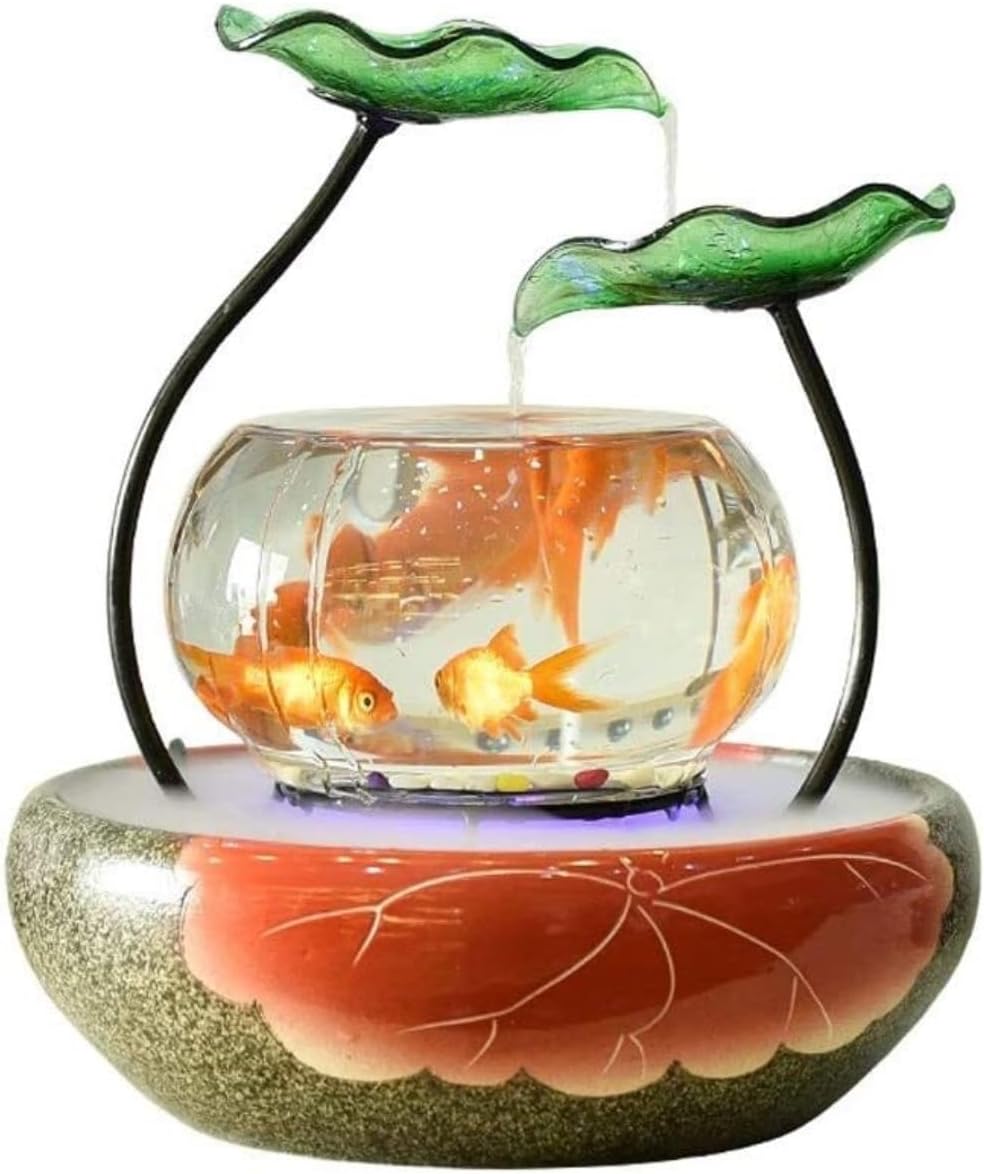 Fountain Tabletop Fountains Ceramics Fountains Glass Fish Tank Flowing Water Fountain Desktop Decoration Home Decor Household Rockery (A Without Fog)
