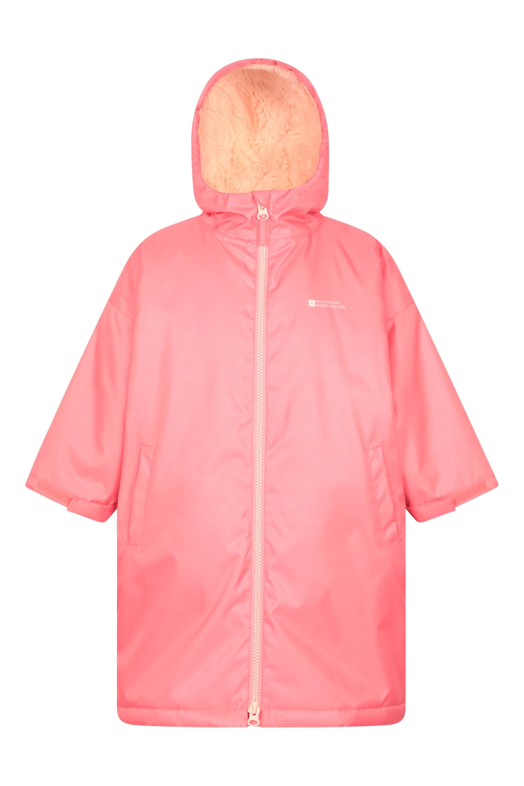 Mountain Warehouse Tidal Kids Waterproof Changing Robe - IsoTherm & Windproof Beachwear with Fleece Lining, For Boys & Girls - Spring Summer, Beach, Swimming Pink L