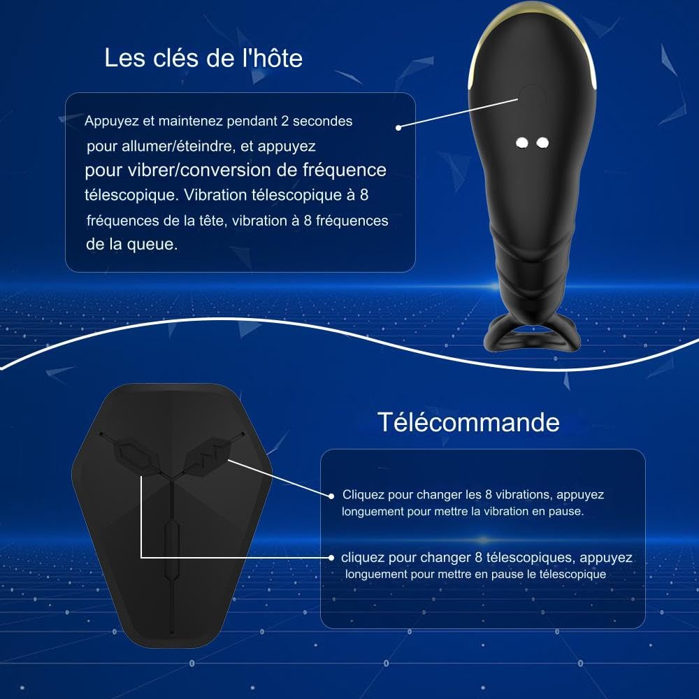 Plug anal |Vibromasseur de prostate | Application Masseur de Prostate Vibrant avec Anneaux de Pénis |9 Modes de Vibration | Plug anal Télécommandé | Sextoys pour la Stimulation Anale Couple
