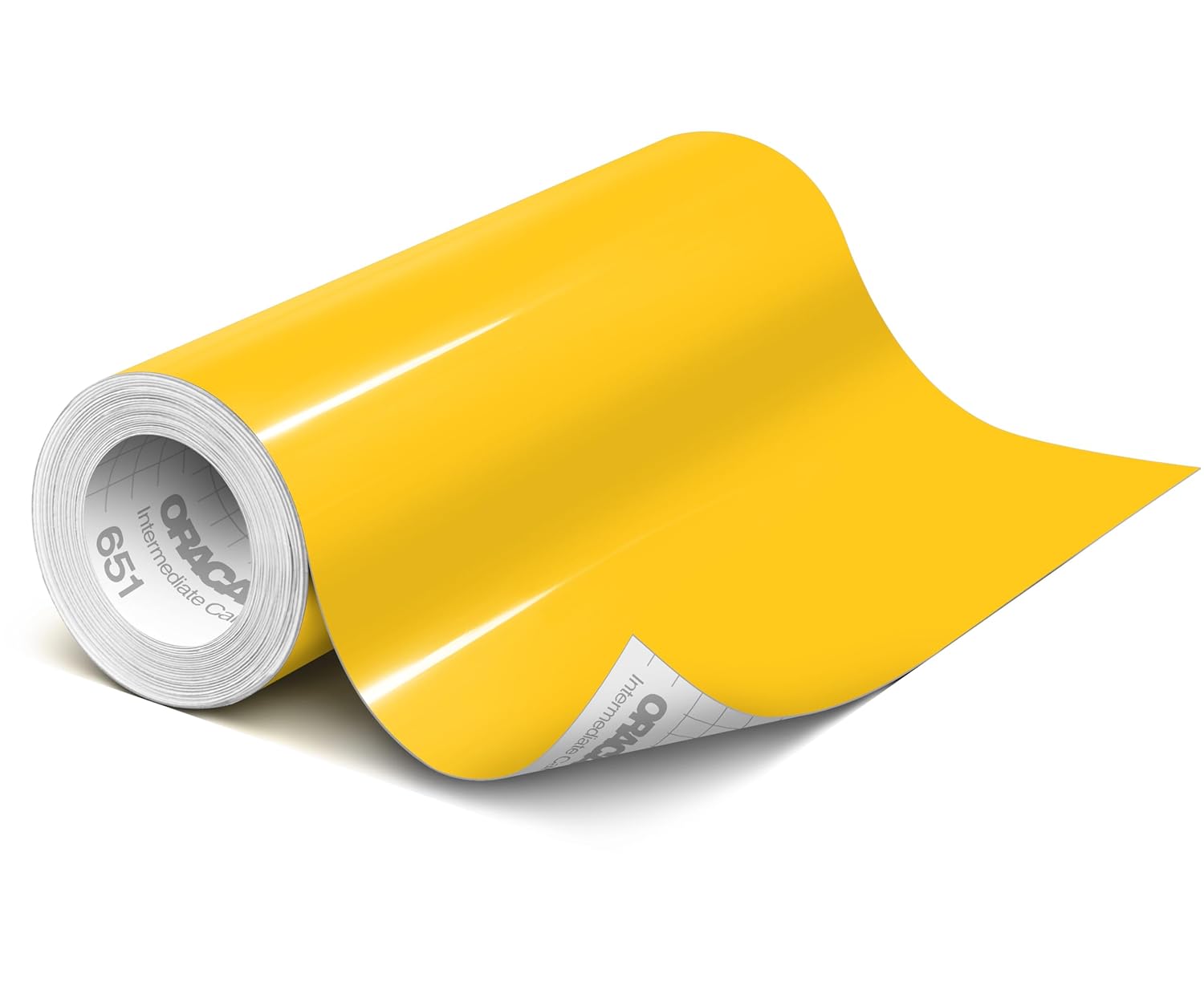 ORACAL Glossy Yellow 021 Permanent Vinyl Film 651 Adhesive for Craft Cutters & Vinyl Sign Plotters, (12" x 50ft w/Transfer Paper)