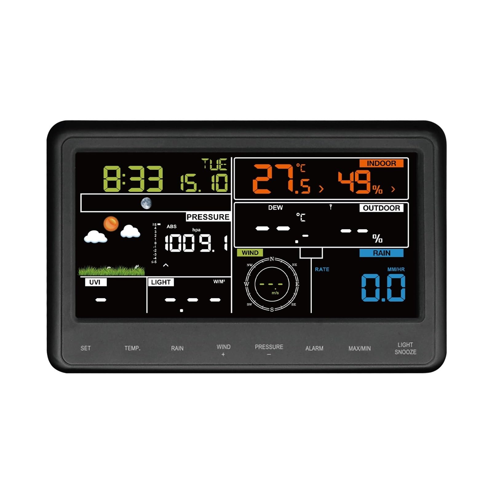 Estación meteorológica doméstica con monitor de consola Wi-Fi WS2910_C, pantalla a color de 6,75", termómetro higrómetro y barómetro for interiores | 433MHz