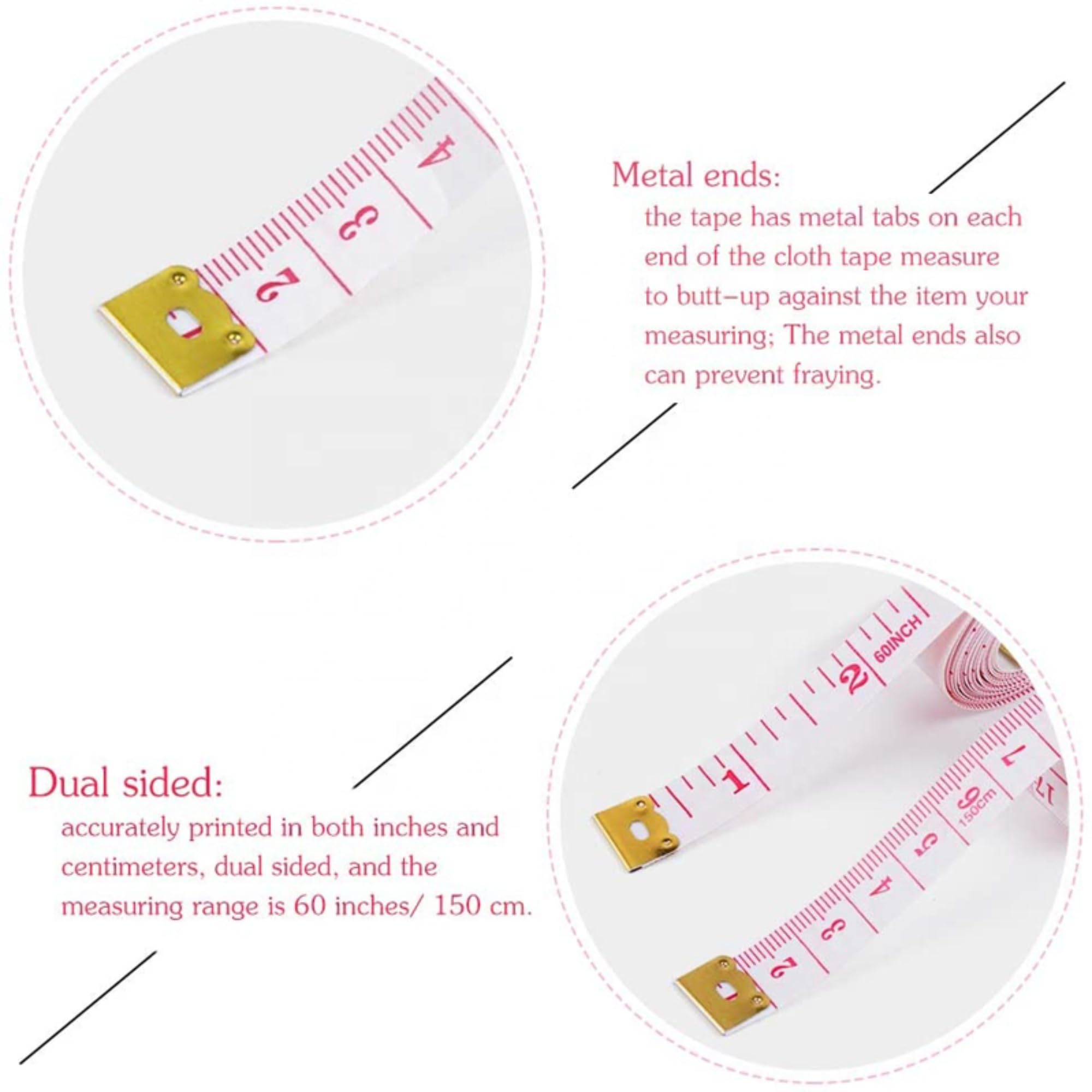 ADW CRAFT'S® Inch Tape for Measurement (20mm, 1.5 Meter) – PVC Fiberglass, Inch Tape for Tailoring & Body Measurement 2