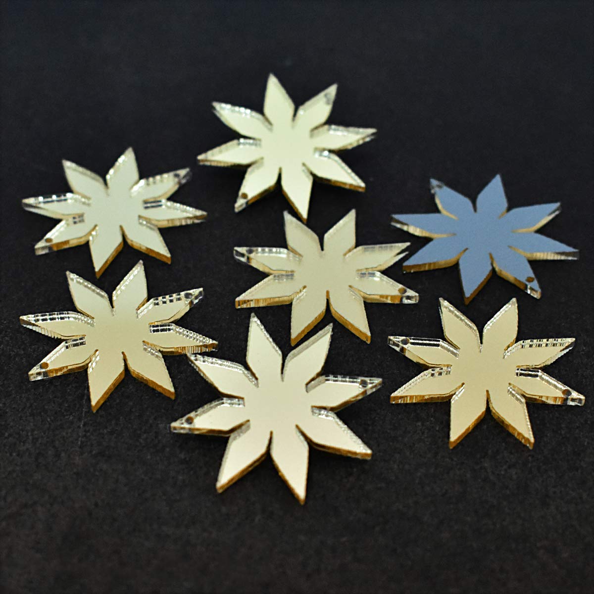 Embroiderymaterial Gold Flower Shape Acrylic Mirror for Embroidery and Craft Purpose ( 25 Pieces)-image-14
