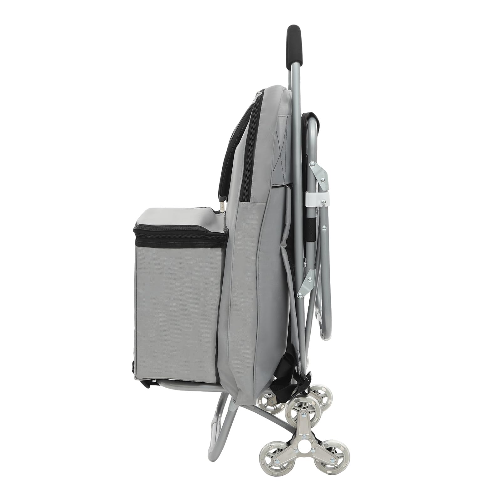 Einkaufswagen Treppensteiger Trolley Einkaufstrolley Klappbar Treppenwagen mit Oxford-Stoff Sitz, Rollender Stuhl Kunstwagen mit Lagerung Staffelei-Wagen (Silber)