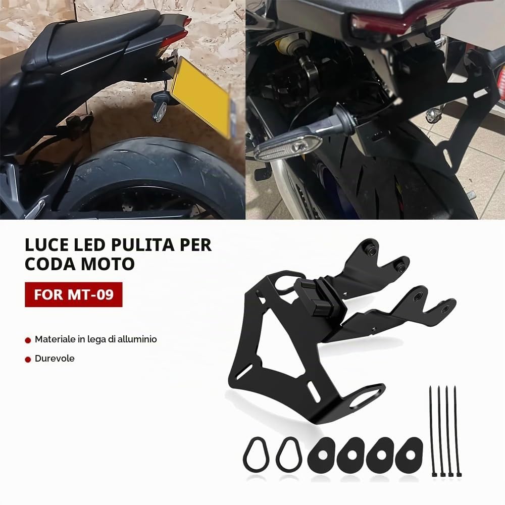 FOR MT-09 SP MT09 mt09 sp mt09 2024 2025 2026 Accessori Moto Parafango posteriore Staffa targa Targa Cremagliera Telaio Coda Organizer supporti per targhe supporti per targhe