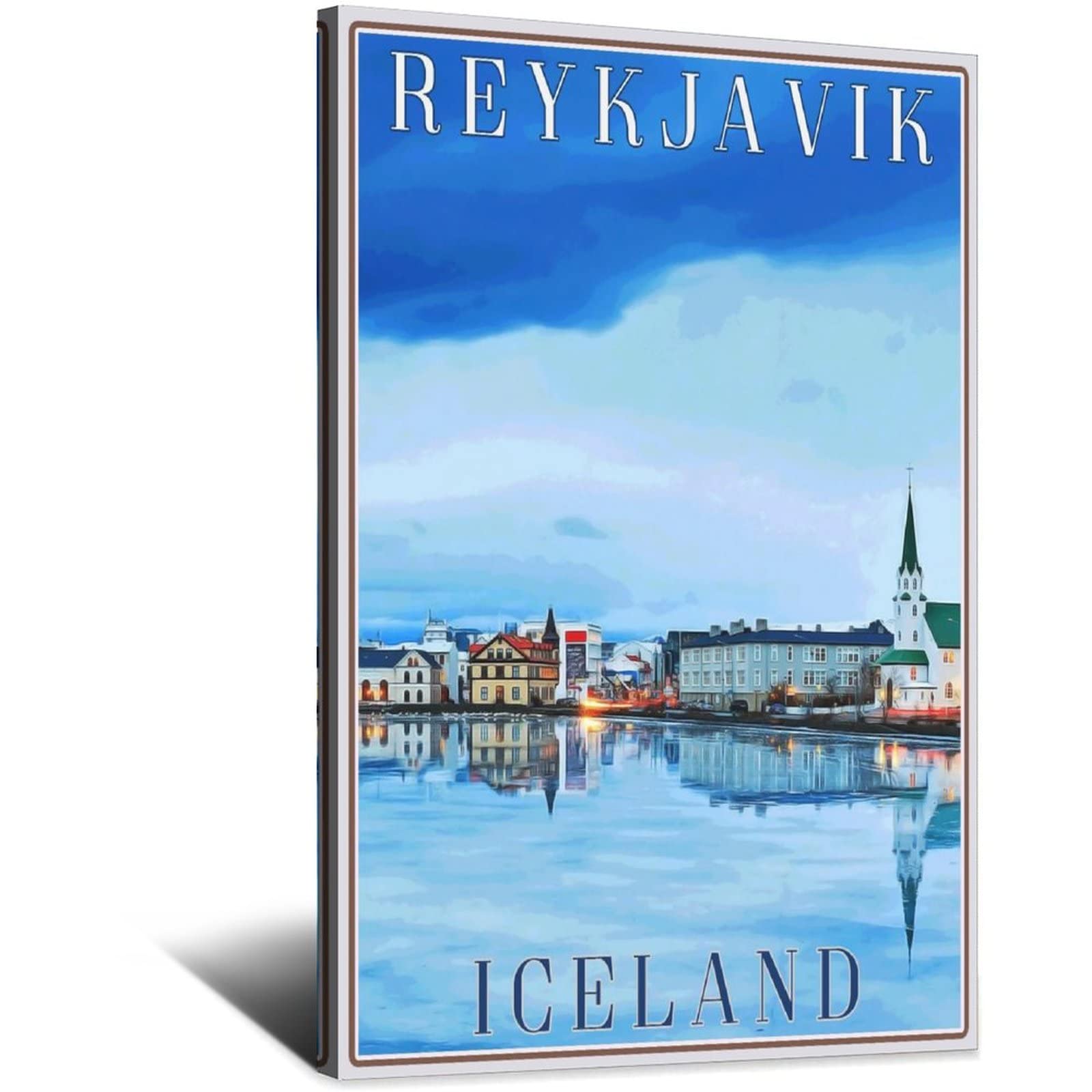 Reykjavik Iceland Skyline Vintage Travel Poster Canvas Art Wall Decor Poster Picture Print Painting Posters Gift 12x18inchs(30x45cm)