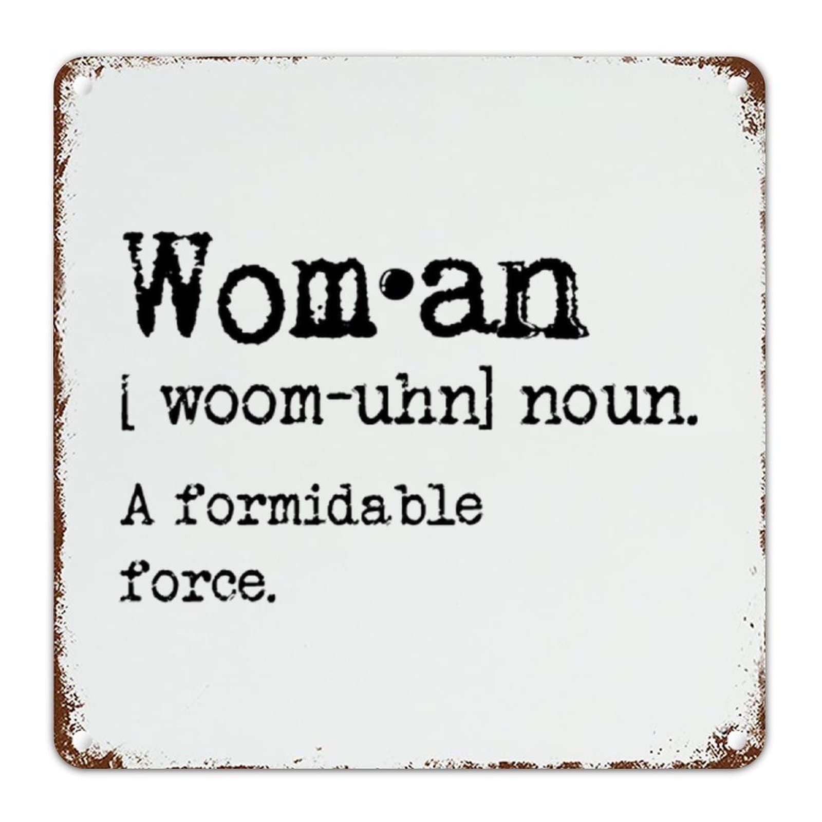 CowkissSign Woman Noun Definition Wall Art Decor Metal Sign Woman Definition Metal Wall Sign Dictionary Artwork Vintage Farmhouse Signs for Front Porch Laundry Room 10x10in Housewarming Gift