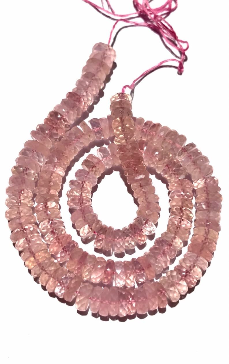 Quartz rose naturel perles facettées de qualité supérieure pour la joaillerie et la création pure