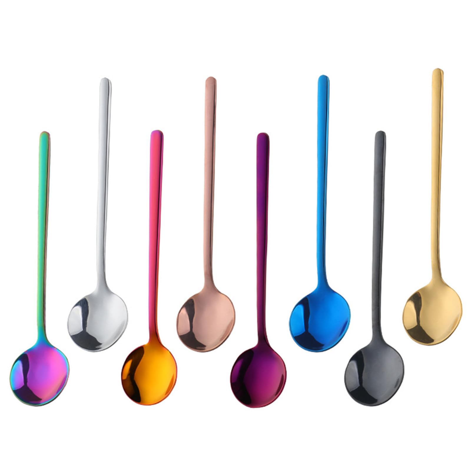 TEHAHA - 8 cucharas de café, cucharas de espresso de acero inoxidable, mini cucharas de té de 5.3 pulgadas, cucharas agitadoras de capuchino, juego de cucharas redondas pequeñas y ligeras para café,