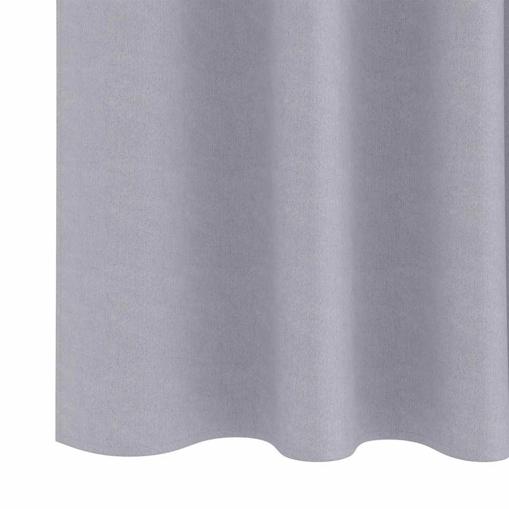 Verdunkelungs-Vorhänge mit Ringen Metallic Grau, Polyester 175x140 cm, 2 Stück, Blickdicht, Thermo, mit Ösen, für Schlafzimmer Wohnzimmer Kinderzimmer, effektiver Sicht- und Sonnenschutz