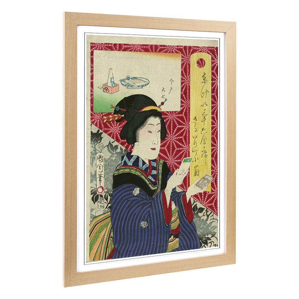Big Box Art Framed Print of Toyohara Kunichika Japanese Oriental 1 Design | Wall Art Picture | Home Decor for Kitchen, Living Room, Bedroom, Hallway, Oak, A2 / 24.5x18 Inch / 62x45cm