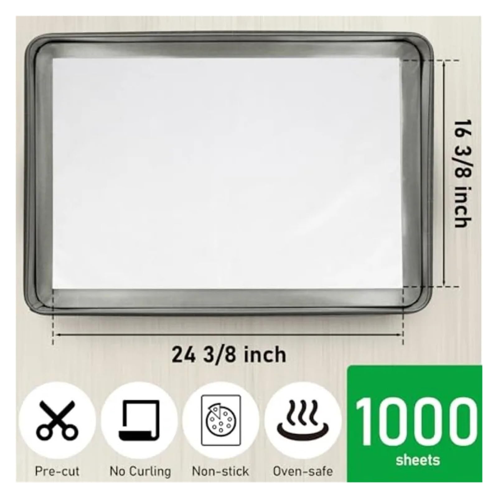Hojas de papel para hornear precortadas Full Pan 16-3/8 x 24-3/8