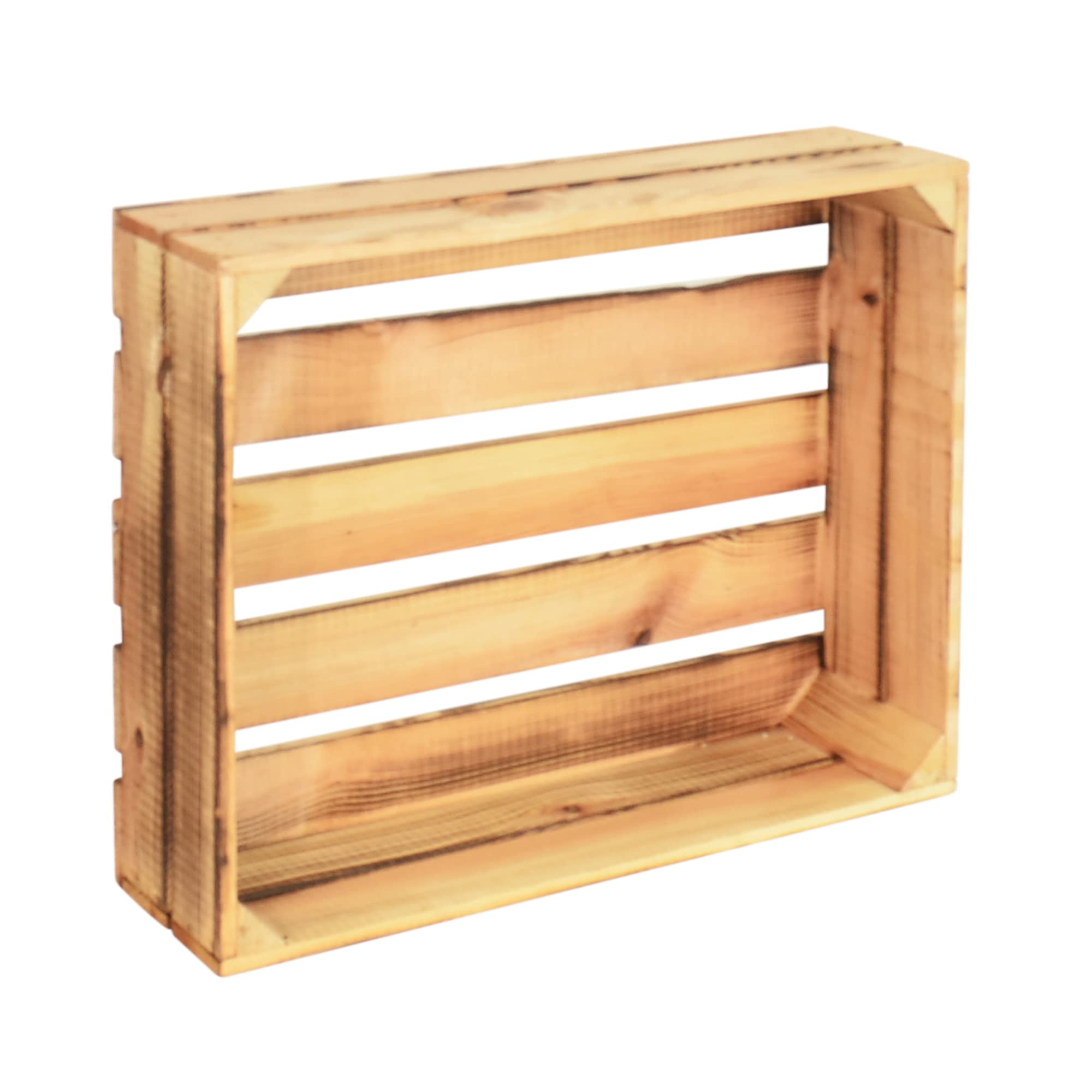 5 Set Holzregal Schmalhanz 50x40x15cm - Hell Geflammt Holzkiste