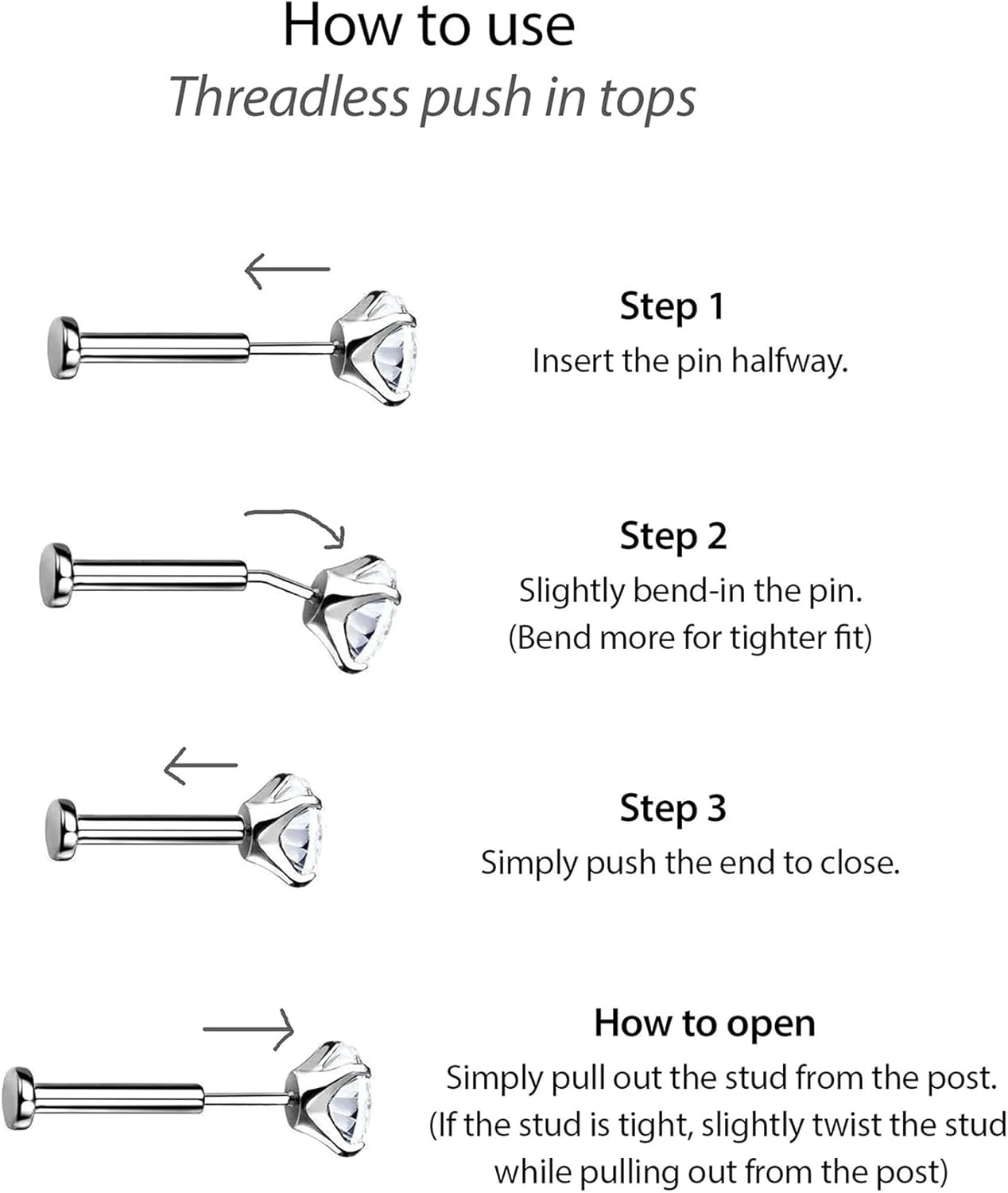 Flat Back Stud Cartilage Tragus Helix Nose Piercing Earrings Jewelry For Women Conch Threadless 18G Titanium Surgical Steel Hypoallergenic 14K Gold plated CZ Silver Small Tiny Studs - Image 7