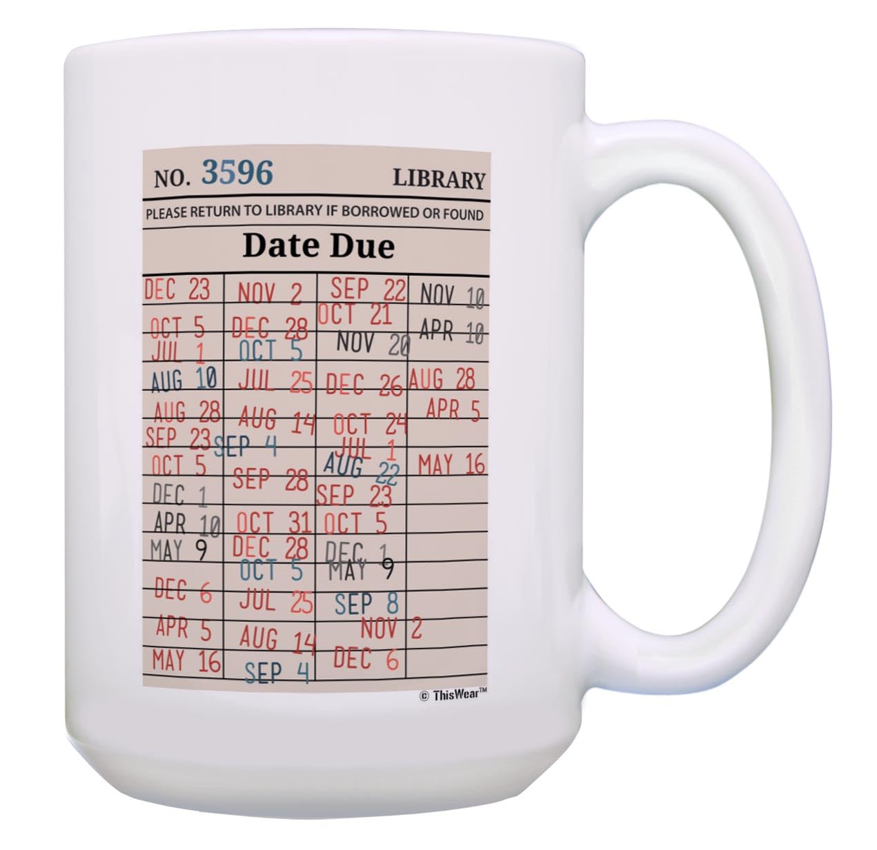 ThisWear Librarian Gifts Library Card Bookish Gifts Reading Gifts for Women Nerdy Gifts Gift 15oz Ceramic Coffee Mug