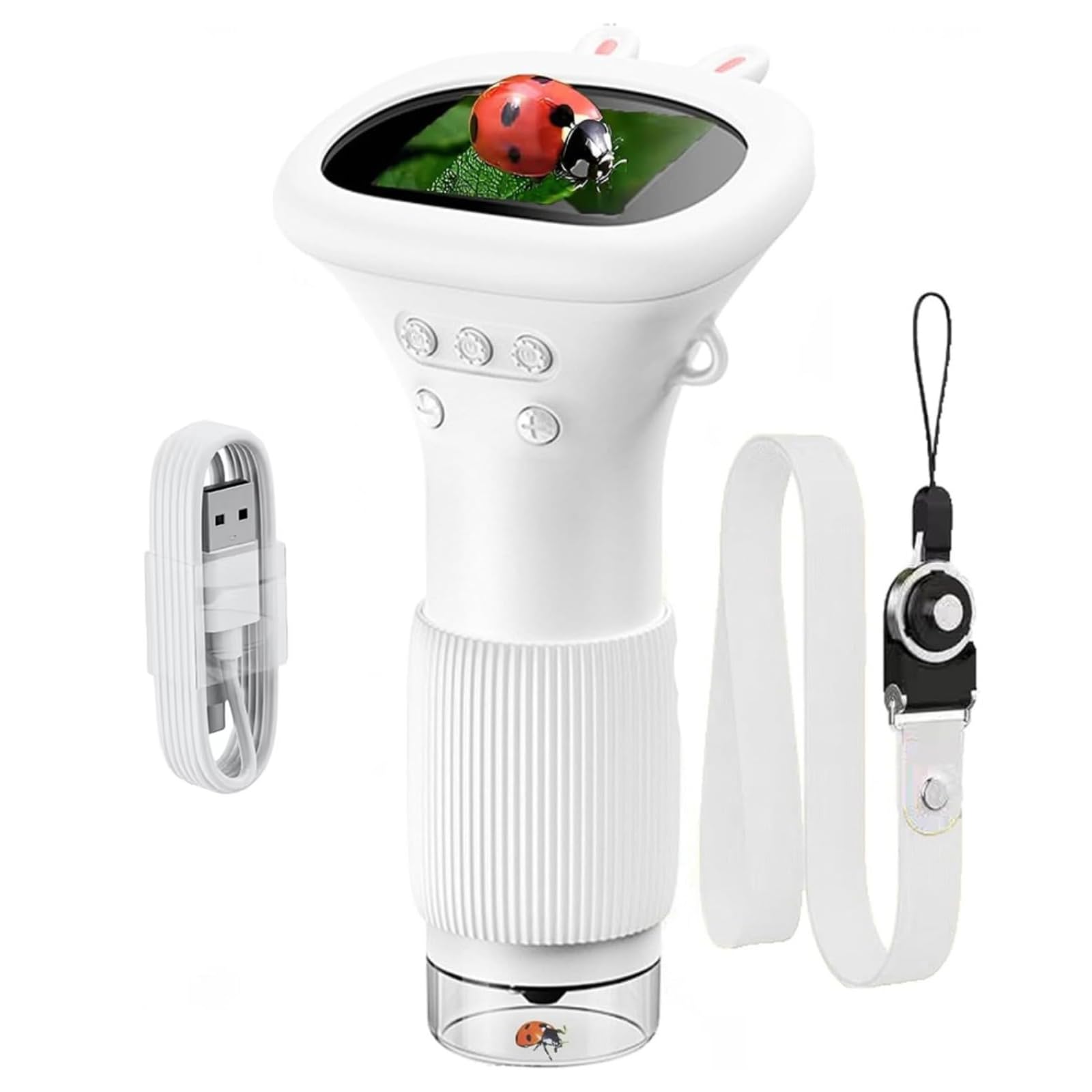Kaeltsyn White Portable Usb Charging Microscope 1000X For Kids Featuring Camera And Video For Scientific Exploration Portable Digital Microscope
