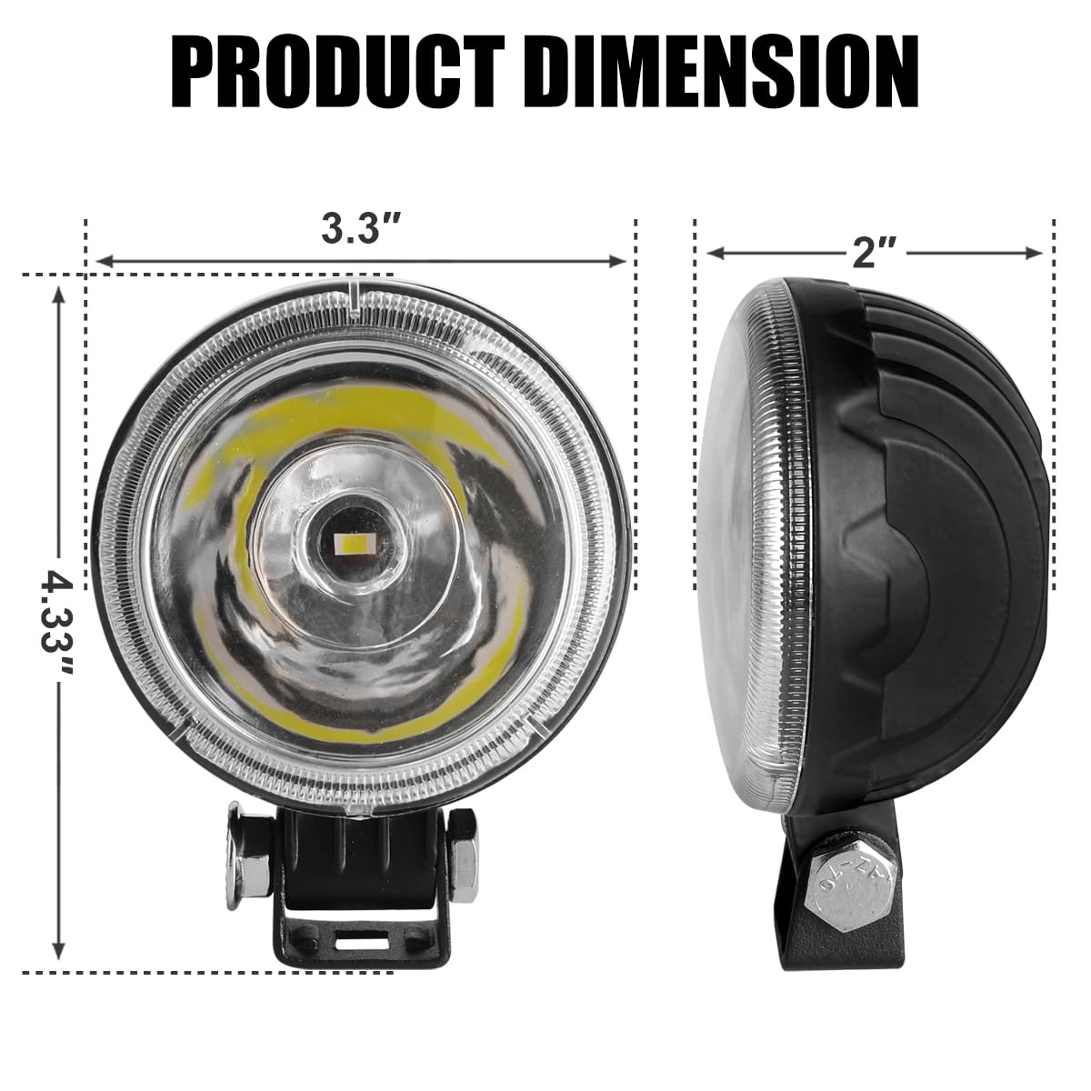 Led Pod light Bar Spot Lights 12V Round 3 inch 30W Driving Fog Reverse Backup Offroad Lights Headlights For Trucks Off Road ATV UTV Golf Cart Tralier Motorcycle Pickup Tractor Marine Boat 2-Pack