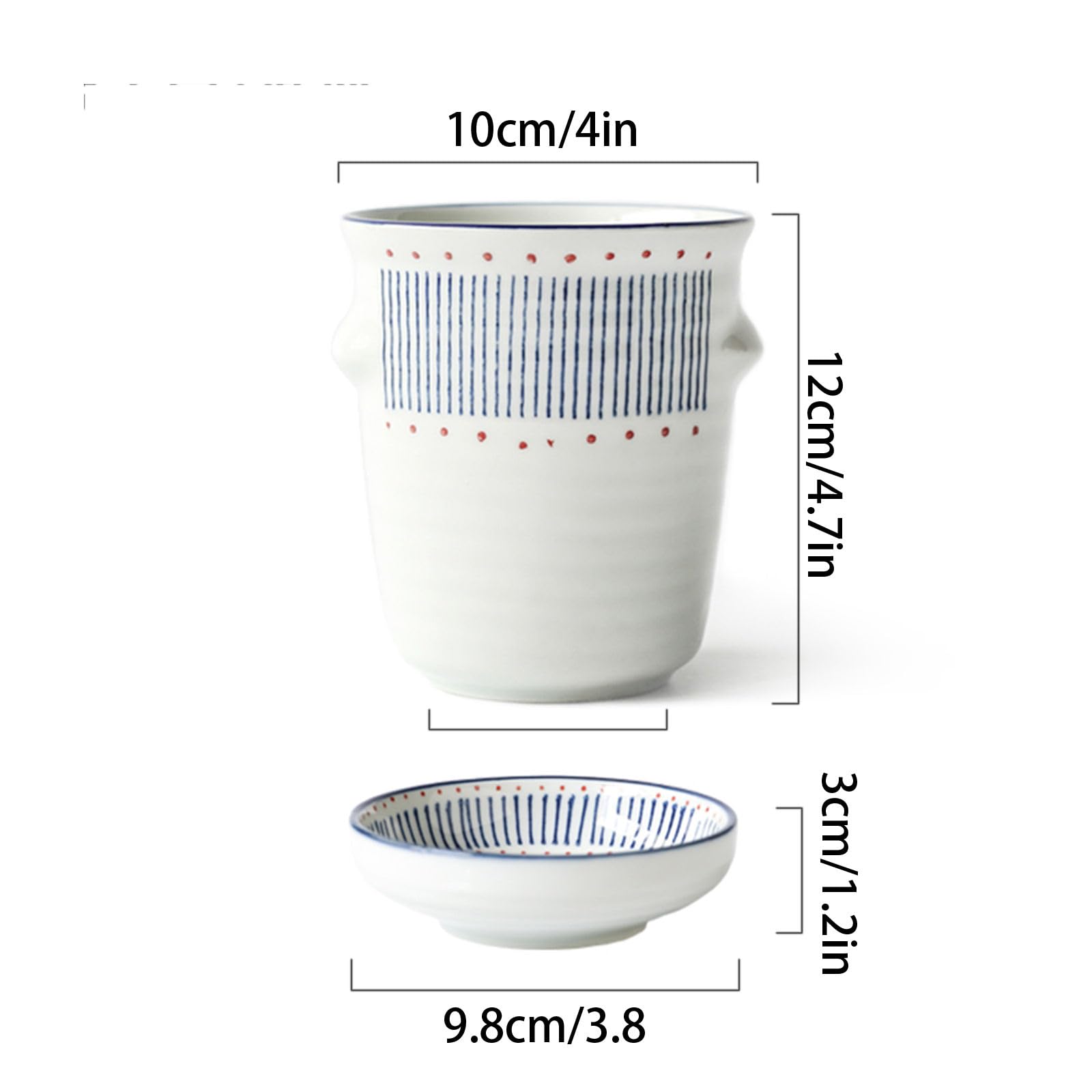 Scolaposate giapponese in ceramica per bacchette, scolapiatti, portaposate con manico, supporto per bacchette per cucina (blu, 10,16 cm)