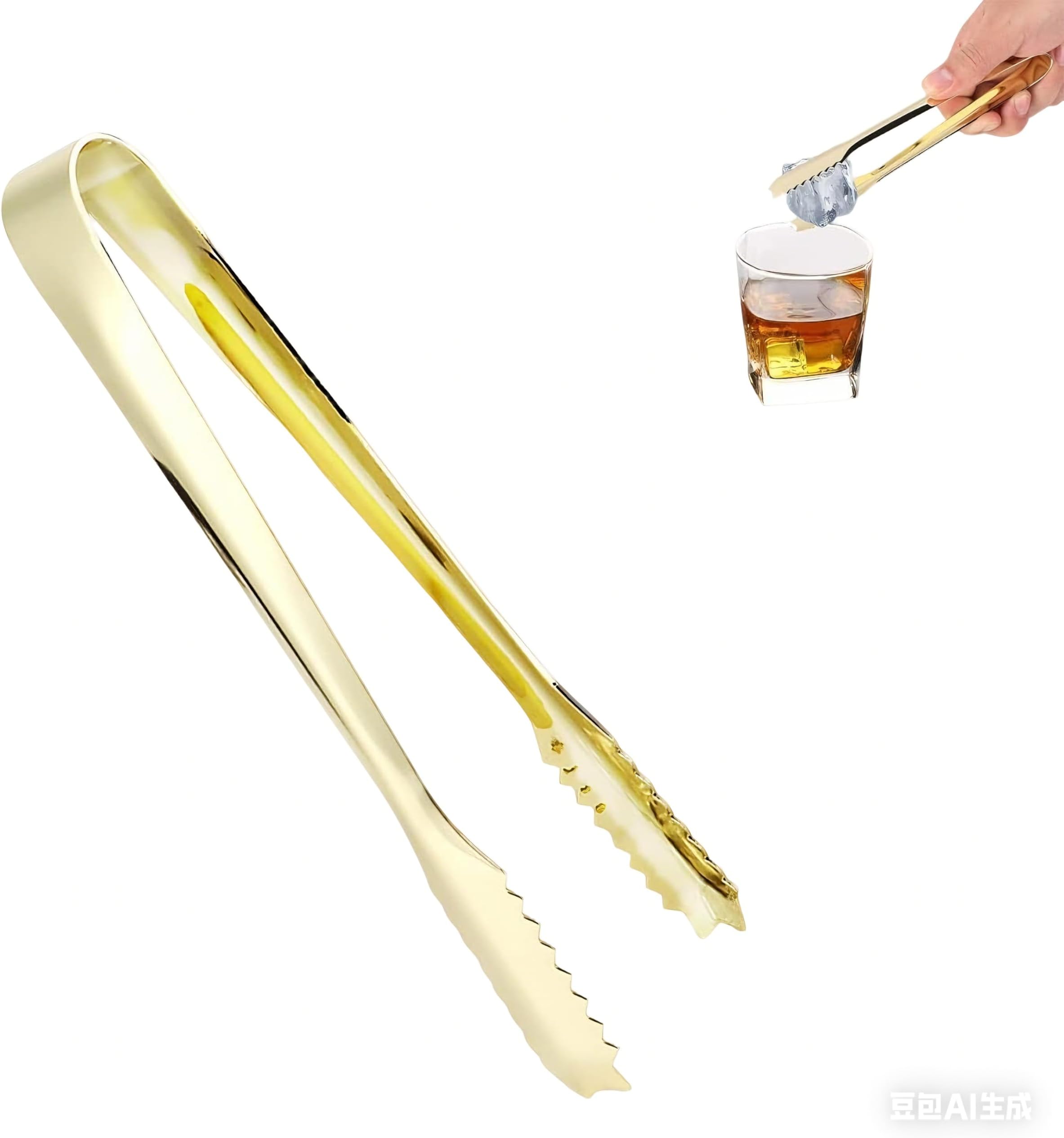 Ice Tongs, Ice Tongs/Sugar/Serving Tongs, Mini Ice Sugar Tongs, Serving Tongs Bar Tongs Stainless Steel Gold for Icing, Sugar, Biscuit, Buffet, Grill, Kitchen