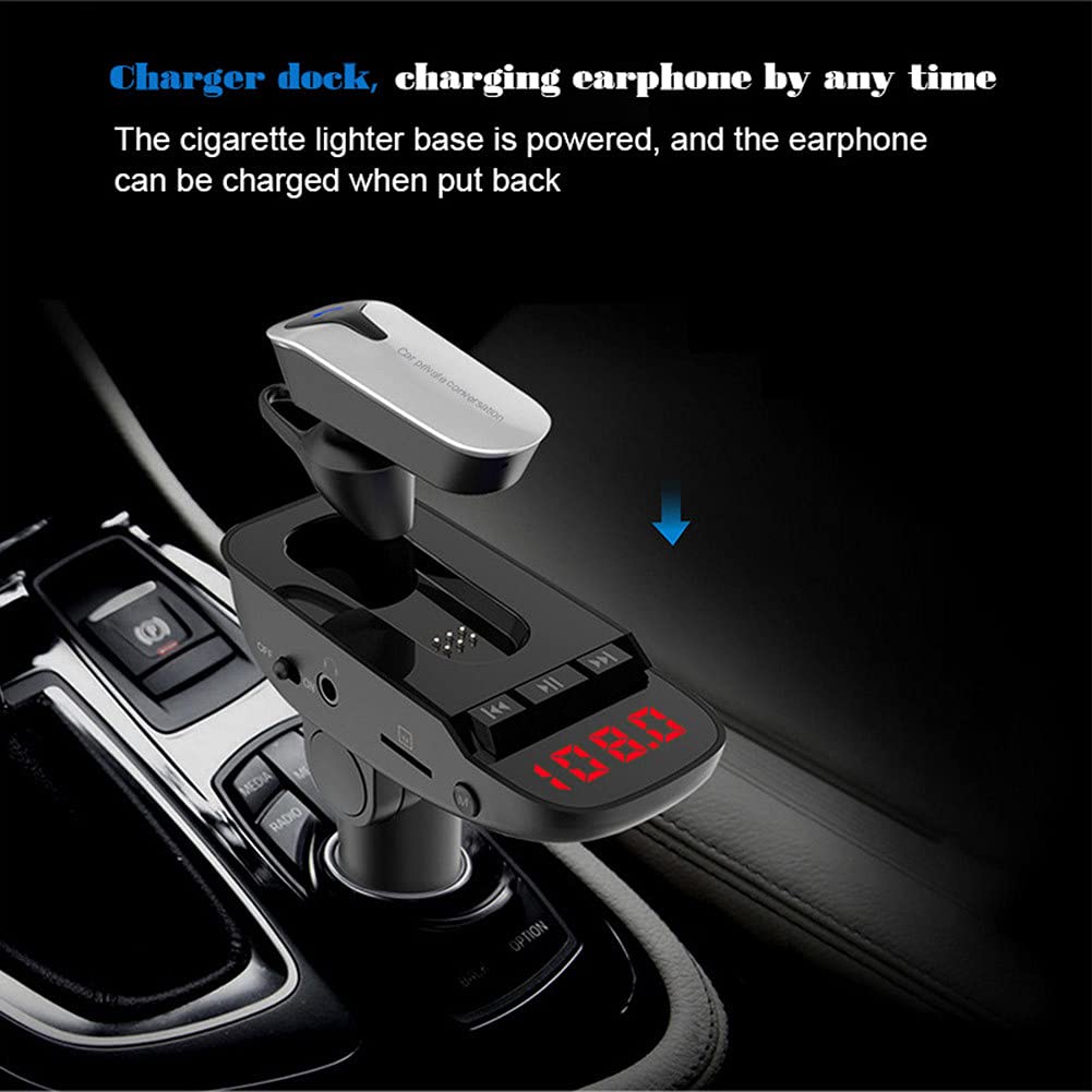 Trasmettitore Bluetooth per Auto con Auricolare, Bluetooth Lettore MP3 per Auto Vivavoce Wireless Radio Adattatore o Sistema Vivavoce con Doppio Caricatore USB, U Disk TF Card Uscita AUX
